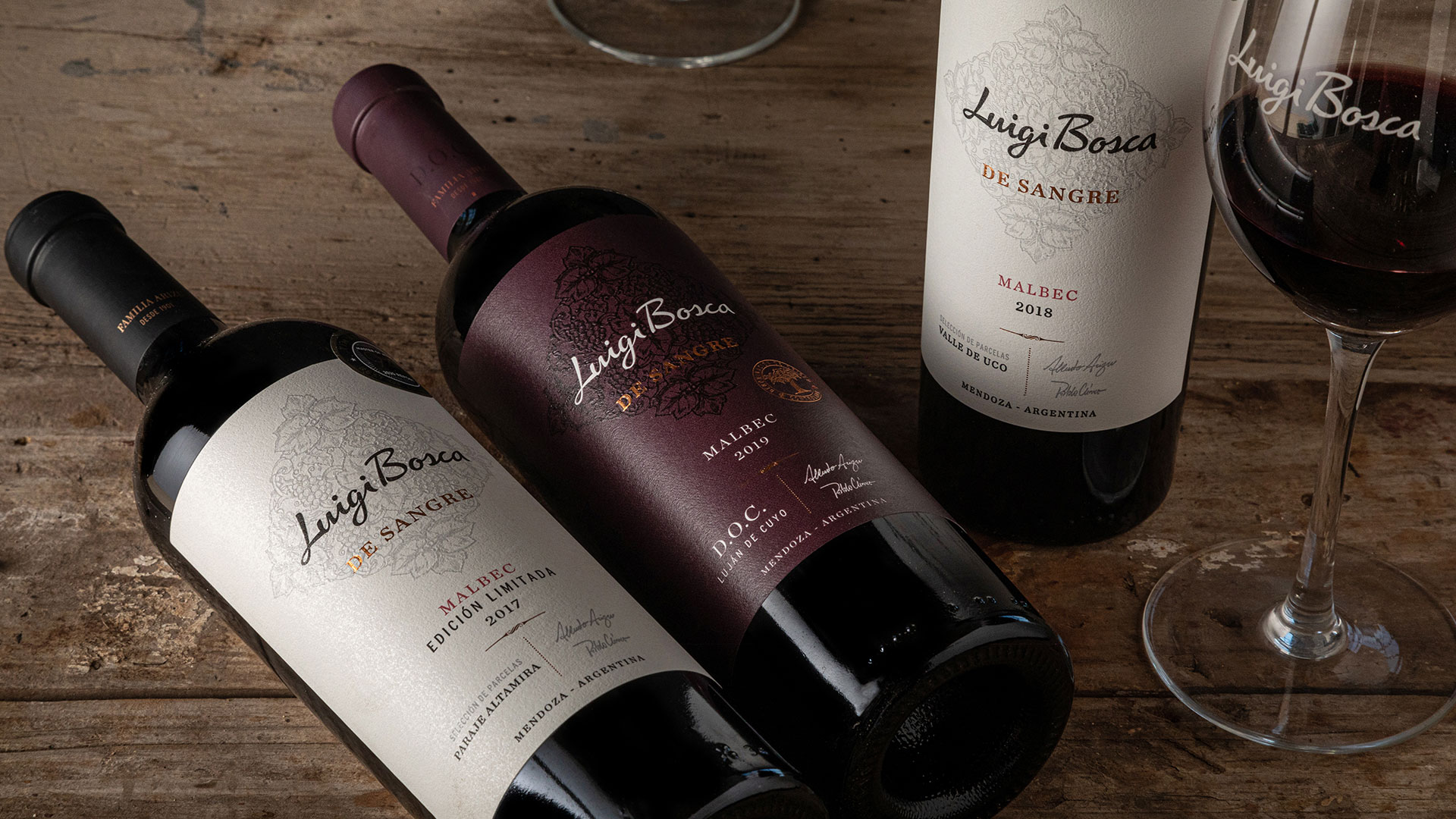 Botellas de malbec línea De Sangre de Luigi Bosca