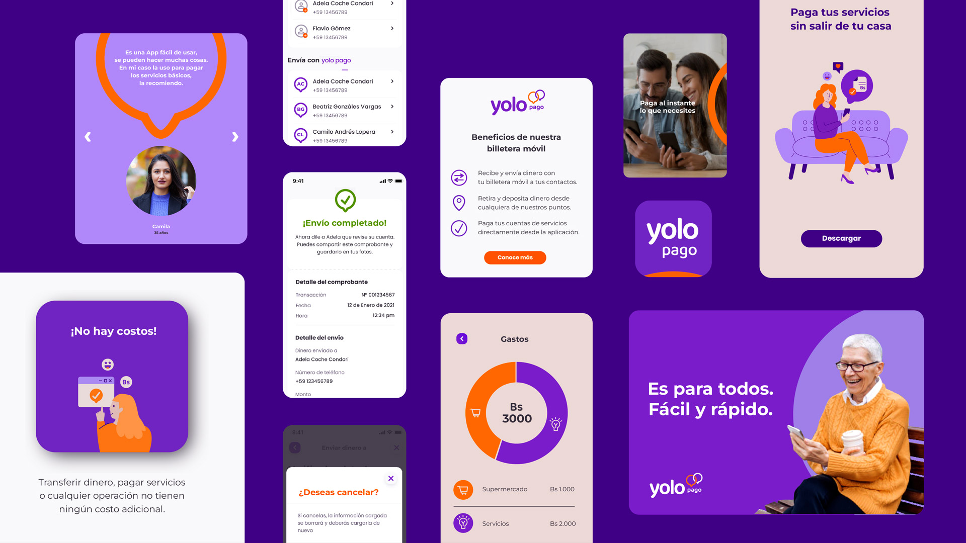 Piezas digitales de la billetera virtual Yolopago